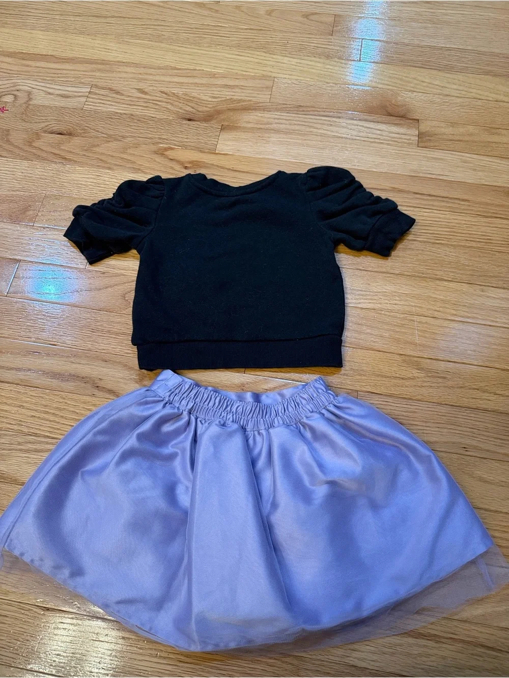 Janie and Jack Black Top with Lavender Tulle Skirt Set